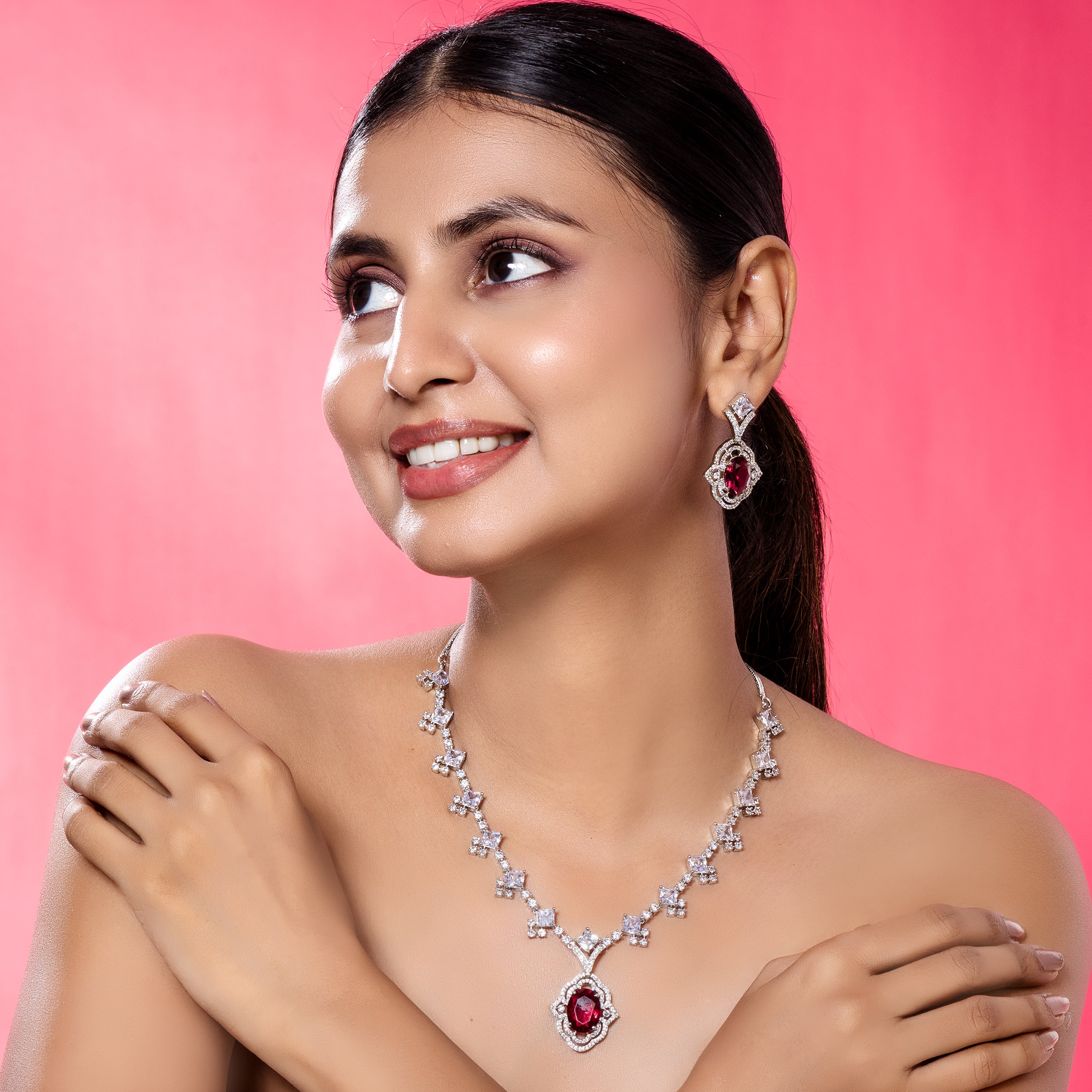 Ruby Red Radiance – Elegance in Every Detail-Mivanaa